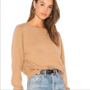 Theory Relaxed Boat Neck 100% Cashmere Sweater in Caramel Tan Size Small